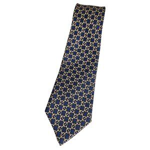 HERMÈS Men's 100% Silk Necktie LUXURY Tie 7059 TA Blue Horse Bit W:3.2" EUC